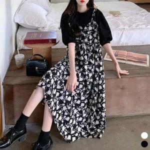 [하프클럽/]꽃무늬미니드레스 티탑 캐주얼 일체형