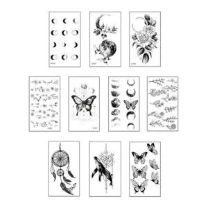 [RGKLM94T]흑백 미니 타투스티커 10종세트 꽃 달 패션