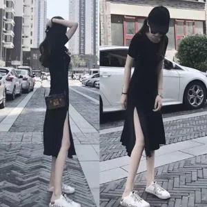 [RG2LQO4R]검정색 여자 캐주얼 반팔 여름 휴가 여름옷