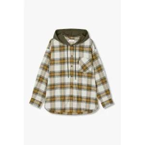 STUDIO TOMBOY 레이어드 후디 체크 셔츠 - 베이지