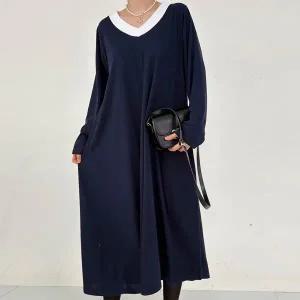 [하프클럽/] 배색브이플레어원피스 RAV717M511 빅사이즈