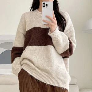 [하프클럽/] 블럭배색울오버니트티 ITT061M512 빅사이즈