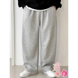 [하프클럽/]M극세모 커브드 와이드 팬츠 넉넉핏 따뜻한 겨울 트레이닝바지