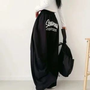 [라일리여성의류] Rly 여성 포근한 기모 겨울 와이드 심플 레터팅 포인