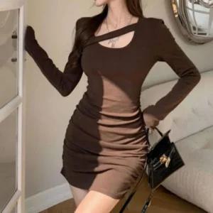 [라일리여성의류] Rly 여성 슬림핏 트임 미니 H라인 드레스 원피스