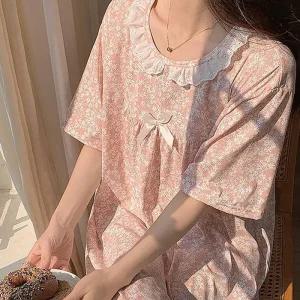 [라일리여성의류] Rly 플라워 반팔 원피스 파자마 잔꽃 잠옷 레이스잠옷