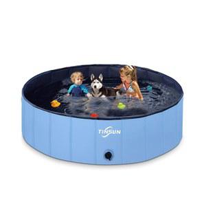 대형견을 위한 반려견 수영장, 반려동물을 헤비 듀티 틴선 접이식 플라스틱 욕조, 휴대용 그루밍 샤워 63인치