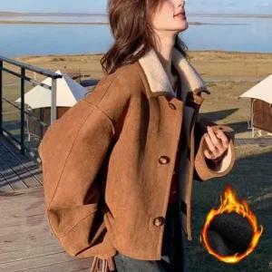 [라일리여성의류] Rly 양털안감 따뜻한 겨울 무스탕 자켓 루즈핏 하이틴