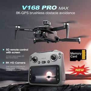 V168 Pro Max 드론 GPS Profesional 8K HD 카메라 FPV 5G Wifi 브러시리스 모터 접이식 RC 쿼드콥터 장애물