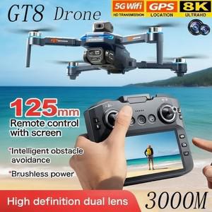 2025  GT8 드론 8K 전문가용 듀얼 카메라 GPS FPV 브러시리스 모터 광학  호버링 접이식 쿼드콥터 RC