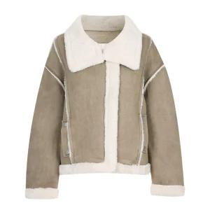 여성 하이넥 버클 양털안감 스웨이드 방한 무스탕 자켓 EGG-WJP-20946-모카