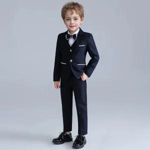 애덤 네이비 싱글버튼 화이트라인 포인트 정장 턱시