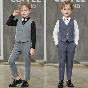 안토니 미니체크 4버튼 양장조끼 정장세트(양장조끼