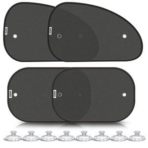 쿠텍 2025 측면 창문용 업그레이드 자동차 창문 그늘막(4팩), 용 그늘막(8개의 흡입 컵 포함), 햇빛 그늘막 창문은 99.98%의 자외선(UVR)을 차단할 수 있으며, 그늘막도 있습니다