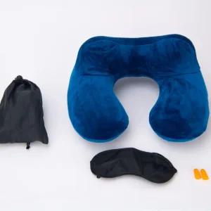 에어목베개 목베개 벨벳 블루 여행 휴대용 에어 기내용