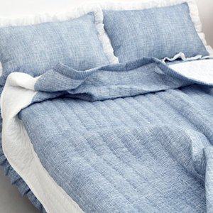 [바숨]믹스 시어서커 프릴 여름이불+침대패드+베개커버세트 퀸(Q)