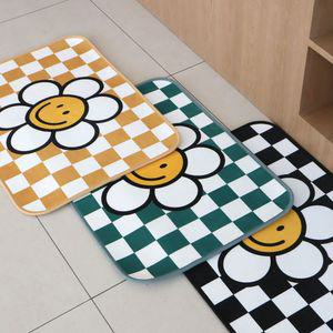 숲숲 도어 매트 빨아쓰는 국내생산 현관 입구 주방 침실 발매트 50x70 체크데이지