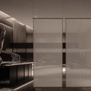 일본식 모시 커튼 베란다 가림막 롤스크린 카페