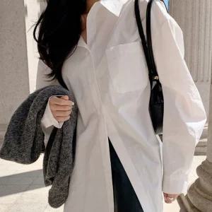 베이직 여성 무지 루즈핏 데일리 패션 와이셔츠 상의 빅사이즈 블라우스 남방 겨울 여자 체크