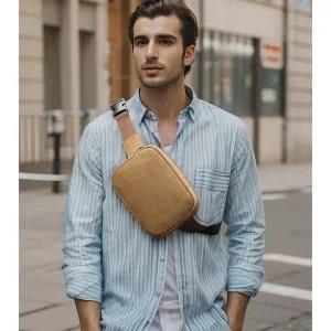 EAMT 남자 힙색 가죽 캐주얼 핸드폰 가방 소 아웃도어 숄더 크로스백 허리 YJ5