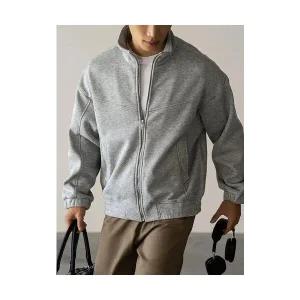 EAMT 남성 빈티지 면 혼방 바람막이 따뜻한 나사 코트 가을 겨울 밀 무늬 집업 재킷 YJ4