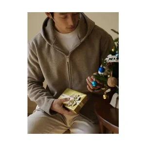 EAMT 남성 빈티지 기모 도톰 더블 집업 울 후드 가을 겨 모직 보온 새 코트 YJ4