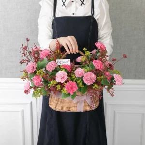 비누 카네이션 조화 바구니 프릴러브 ⅡAset 50cm 꽃 어버이날 스승의날 테이블 장식 감사 선물 행사 소품