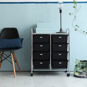 미드센츄리 모던 크롬 이동식 더블 4단 서랍 트롤리 2colors