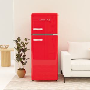 쿠잉 레트로 소형냉장고 REF-D121 레드 2도어 투도어 미니 원룸 사무실