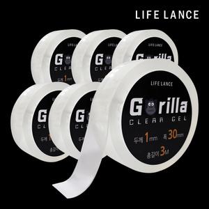 (3Mx6개) 접착흔적 없는 고릴라 클리어겔 실리콘 방수 양면테이프 대용량