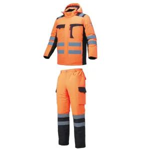 겨울작업복 점퍼 바지 [ 지벤 ZB-JP2057 ](개별구매) 솜패딩 방수방풍 형광오렌지 안전방한복 세트형태