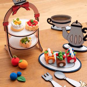 [문구티쳐] 민화샵 애프터눈 티 만들기 2종 미니어쳐 음식 만들기 컬러클레이 세트 에프터눈티 피규어 음식소품