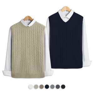 3TYPE 남녀공용 케이블 꽈배기 니트조끼 (TBS_1032)