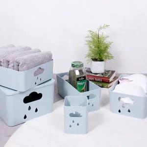 구름비바스켓 민트색상 수납 정리 팬트리 학교사물함 유치원 어린이집 사무실 탕비실 속옷 사각 플라스틱 a4 뚜껑있는 손잡이 바구니