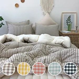 깅엄 체크 광목 극세사 한겨울 차렵이불 세트 5colors (SS/Q)