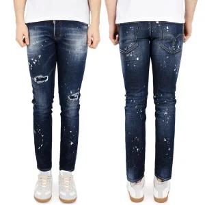 [디스퀘어드2] 23 S/S  남성 화이트 페인팅 디스 워싱 스케이터진 S74LB1232