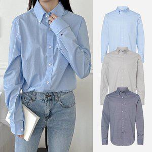 [타미힐피거] 남녀공용 데님 샴브레이 코튼 셔츠 포켓