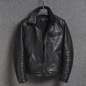 빈티지 워싱  코트구제 소가죽 터틀넥 라이더 자켓