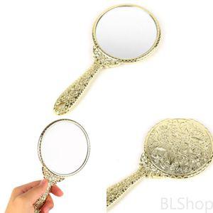 원형 어린이 공주 손잡이 거울 손거울 금색 소형