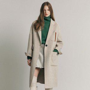 [마쟈]핸드메이드 울 포켓 루즈핏 헤링본 롱 코트