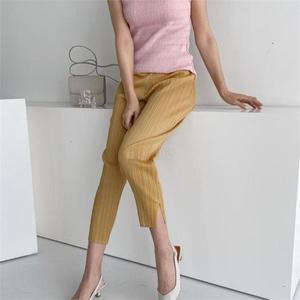 여자 스키니 9부 주름원단 플리츠 밴딩 팬츠