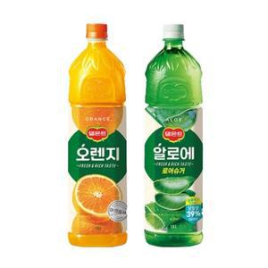 [한번에먹자] 델몬트 1.5L 과즙음료 2종 / 오렌지 3개 + 알로에 3개 / 총 6개