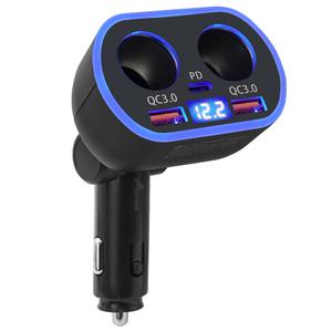 차량용 멀티 5구 시거잭 QC3.0 고속충전기 USB+C타입 12-24v겸용 C77 무드등용
