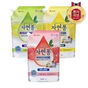 자연퐁 베이킹소다파워 3X 리필 1L x 3개 (자몽/레몬/라임 택1)