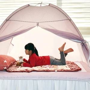 원터치 소형 난방텐트 싱글 1인용 침대 수면텐트 민트 핑크