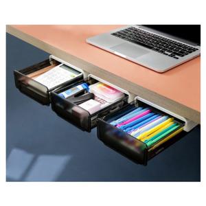 책상밑 붙이는 미니서랍 필통 책상 소품정리함 부착식 언더서랍 투명블랙