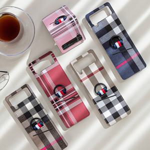 슬림핏 체크 패턴 카드 수납 핑거링 고리 갤럭시 Z플립 6 5 4 3 2 1 가죽 핸드폰 케이스 제트플립 지플립