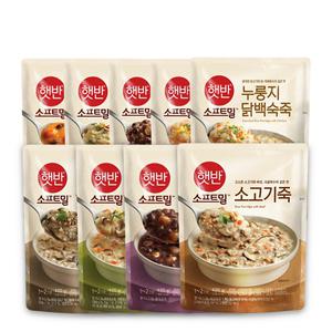 CJ 비비고 죽 누룽지 닭백숙죽 420g 외 8종 햇반죽 햇반소프트밀