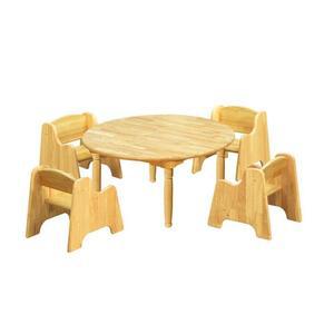 [마이모노샵] 집 유치원 문화 놀이 교육 센터 원목 원형 책상 의자 세트