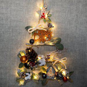 [플라워트리]크리스마스 벽트리 나무 LED 디어포레스트 우드 60cm 벽걸이 풀세트 소품 데코 촬영 파티